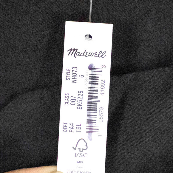 Madewell Black Cotton Sweetheart‎ Puff Sleeve Fit and Flare Mini Dress Size 6 - Picture 11 of 12